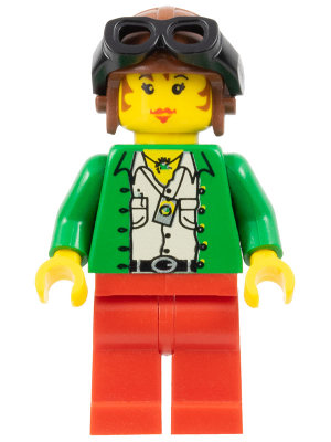 Pippin Reed / Miss Gail Storm - Green Open Shirt, Red Legs, Brown Aviator Cap, Black Goggles (adv018)
