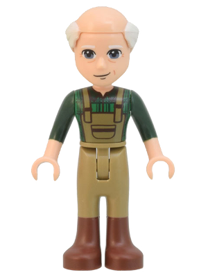 Friends Marcel - Dark Green Plaid Shirt and Overalls, Dark Tan Pants with Boots (frnd0523)