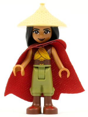Raya - Tan Conical Hat, Red Cape (dp116)