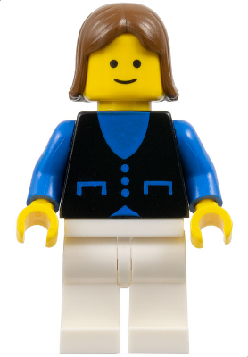 Shirt with 3 Buttons - Blue, White Legs, Brown Female Hair (but035)