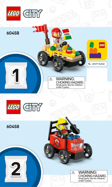 60458 Pizza vs. Fire Truck Race Car Pack (Certified) LEGO City