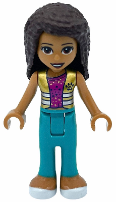 Friends Andrea - Dark Turquoise Pants, Magenta Top with Gold Vest (frnd0434)