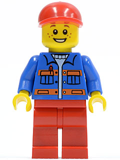Blue Jacket with Pockets and Orange Stripes, Red Legs, Red Short Bill Cap (cty0248)