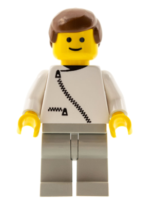 Jacket with Zipper - White, Light Gray Legs, Brown Male Hair (zip029)