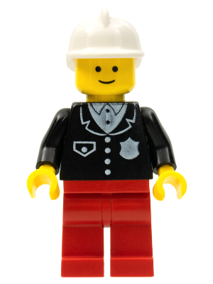 Police - Suit with 4 Buttons, Red Legs, White Fire Helmet (cop052)