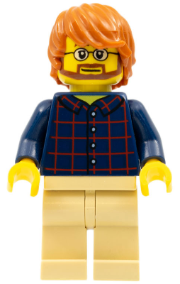 Plaid Button Shirt Front and Back, Tan Legs, Dark Orange Tousled Hair (cty0726)