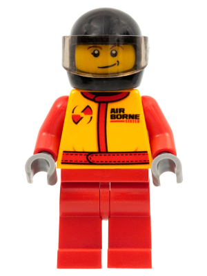 Monster Truck Driver, Racing Suit with Airborne Spoilers Logo, Black Helmet with Trans-Brown Visor, Crooked Smile (cty0385)