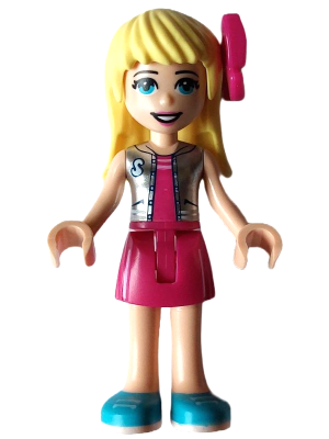 Friends Stephanie - Magenta Skirt and Top with Silver Vest, Magenta Bow (frnd0561)