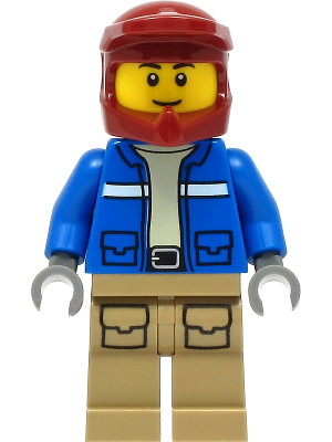 Wildlife Rescue Explorer - Male, Blue Jacket, Dark Red Helmet, Dark Tan Legs with Pockets, Thin Grin (cty1295)