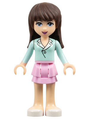 Friends Sophie - Bright Pink Layered Skirt, Light Aqua Long Sleeve Blouse Top (frnd0015)
