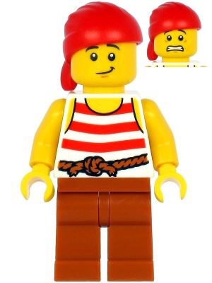 Pirate - Red Bandana, White Shirt with Red Stripes, Dark Orange Legs (pi187)