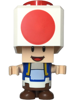 Toad - Happy, Open Mouth, White Hinge Top Plate, Black Hinge Brick and 2 x 2 Plate (Mar0206)