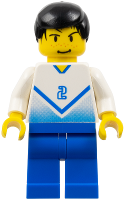 Soccer Player White & Blue Team with shirt #2 (soc081)