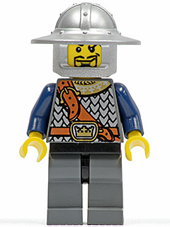 Fantasy Era - Crown Knight Scale Mail with Chest Strap, Helmet with Broad Brim, Curly Eyebrows and Goatee (cas370)
