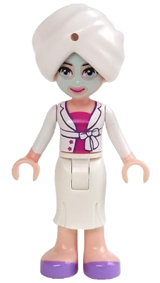 Friends Sophie - White Long Skirt, Magenta Top with White Jacket, White Turban, Light Aqua Mask (frnd0085)