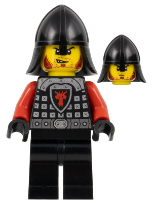 Castle - Dragon Knight Scale Mail with Dragon Shield and Shoulder Armor, Helmet with Neck Protector, Angry Scowl (cas518a)