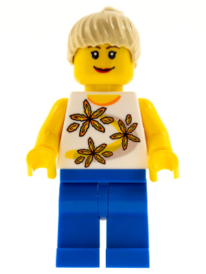 Yellow Flowers - Tan Ponytail, Blue Legs (cty0130)