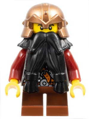 Fantasy Era - Dwarf, Black Beard, Copper Helmet with Studded Bands, Dark Red Arms (cas391)