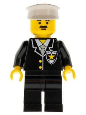 Police - Suit with Sheriff Star, Black Legs, White Hat (cop002)
