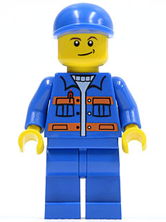 Blue Jacket with Pockets and Orange Stripes, Blue Legs, Blue Short Bill Cap, Crooked Smile (cty0258)