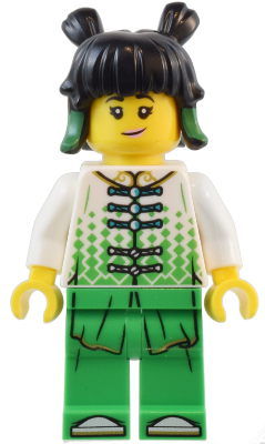 Mei - White Robe Top, Bright Green Pants (mk141)