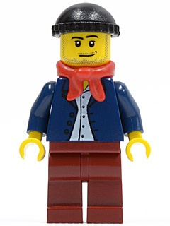 Dark Blue Jacket, Light Blue Shirt, Dark Red Legs, Red Bandana, Black Knit Cap (twn148)