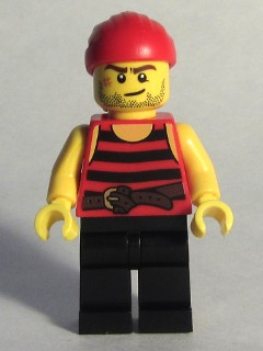 Pirate 6 - Black and Red Stripes, Black Legs, Scar (pi167)