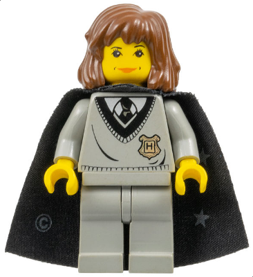 Hermione Granger - Hogwarts Torso, Light Gray Legs, Black Cape with Stars (hp003)