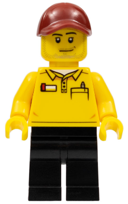LEGO Store Driver, Black Legs, Dark Red Cap with Hole (gen084)