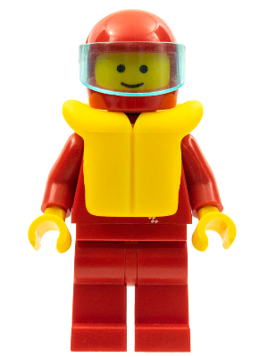 Jacket with Zipper - Red, Red Legs, Red Helmet, Trans-Light Blue Visor, Life Jacket (zip022)