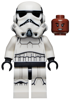Imperial Stormtrooper - Male, Dual Molded Helmet with Light Bluish Gray Panels on Back, Reddish Brown Head, Grimace (sw1167)