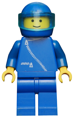 Jacket with Zipper - Blue, Blue Legs, Blue Helmet, Trans-Light Blue Visor (zip004)