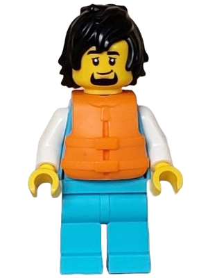 Arctic Explorer - Male, Stethoscope, Medium Azure Legs, Black Hair, Orange Life Jacket (cty1608)