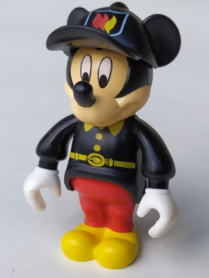Mickey Mouse Figure with Red Pants, Black Fireman Uniform, Black Cap (mck003)