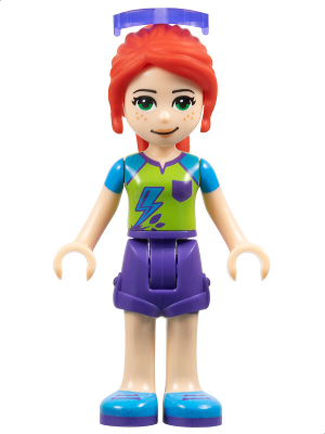 Friends Mia - Dark Purple Shorts, Lime Top, Red Hair, Sunglasses (frnd0280)