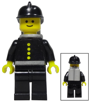 Fire - Torso Sticker with 4 Buttons, Black Fire Helmet, Light Gray Air Tanks (firec019s)