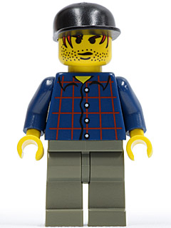 Plaid Button Shirt, Dark Gray Legs, Black Cap, Red Hair, Black Stubble (Werewolf Boy) (hrf009)