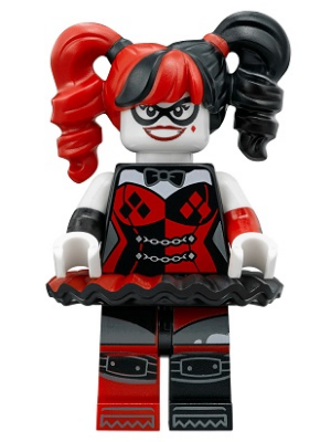 Harley Quinn - Pigtails, Black Eye Mask, Black and Red Tutu (sh0398)