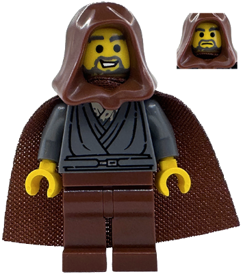 Jedi Bob (Bobarian Afol) - Dark Bluish Gray Tunic, Reddish Brown Hood and Cape (sw1379)