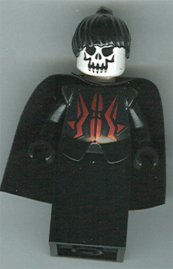 Knights Kingdom II - Queen with Evil Skull Face, Black Ponytail Hair, Black Cape (cas278)