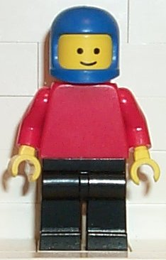 Plain Red Torso with Red Arms, Black Legs, Blue Classic Helmet (pln025)