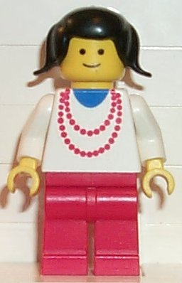 Necklace Red - Red Legs, Black Pigtails Hair (trn007)