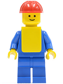 Plain Blue Torso with Blue Arms, Blue Legs, Red Construction Helmet, Yellow Vest (pln085)