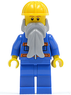 Blue Jacket with Pockets and Orange Stripes, Blue Legs, Beard, Yellow Construction Helmet, Reddish Brown Eyebrows (cty0123b)