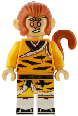 Monkey King - Bright Light Orange Robe, Black Animal Stripes, Sash (mk119)