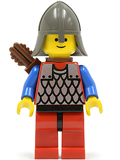 Scale Mail - Red with Blue Arms, Red Legs with Black Hips, Dark Gray Neck-Protector, Quiver (cas165a)