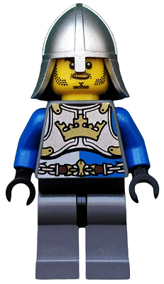 Castle - King's Knight Breastplate with Crown and Chain Belt, Helmet with Neck Protector, Closed Grin with Stubble (cas516)