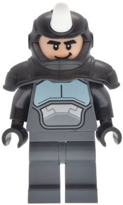 Rhino - Shoulder Armor with White Horn, Dark Bluish Gray Legs (sh1106)