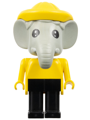 Fabuland Elephant - Edward Elephant, Black Legs, Yellow Raincoat and Hat, Black Eyes (fab5d)