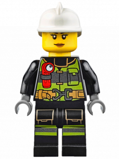 Fire - Reflective Stripes with Utility Belt and Flashlight, White Fire Helmet, Nougat Lips (cty0627)